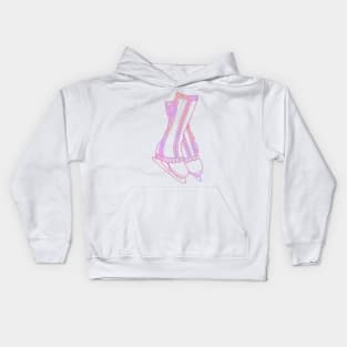 Ice skates and legwarmers (pink watercolour figure skating) Kids Hoodie